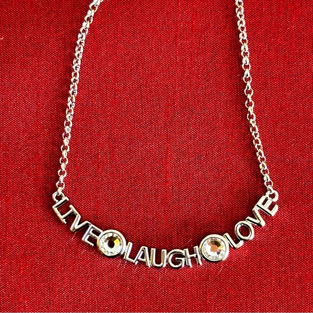 Lia Sophia Silvertone and Crystal Necklace 18-20”